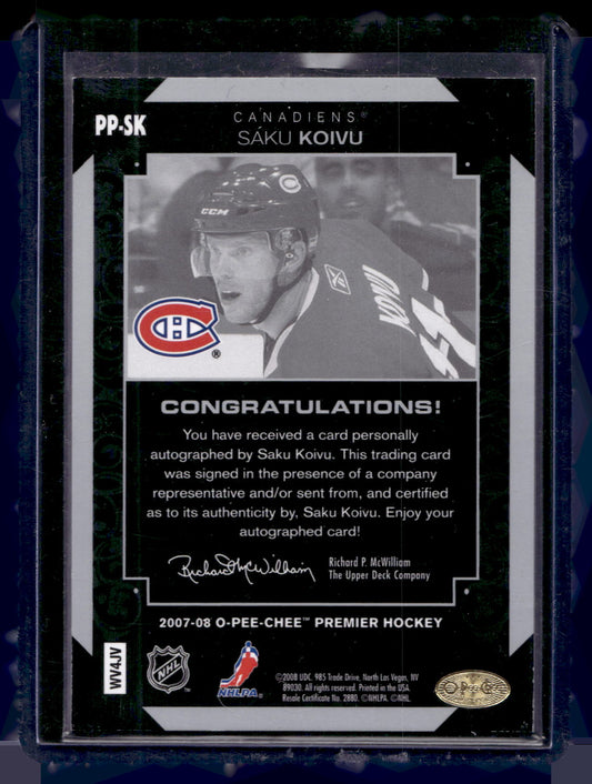 2007-08 O-Pee-Chee Premier - Penmanship - Saku Koivu #PP-SK /100
