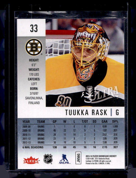 2013-14 Fleer Showcase - Ultra - Platinum Medallion - Tuukka Rask #33 /25
