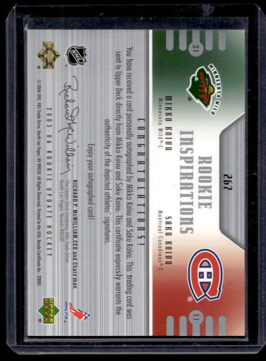 2005-06 Upper Deck Rookie Update - Mikko Koivu / Saku Koivu #267 /499 RY