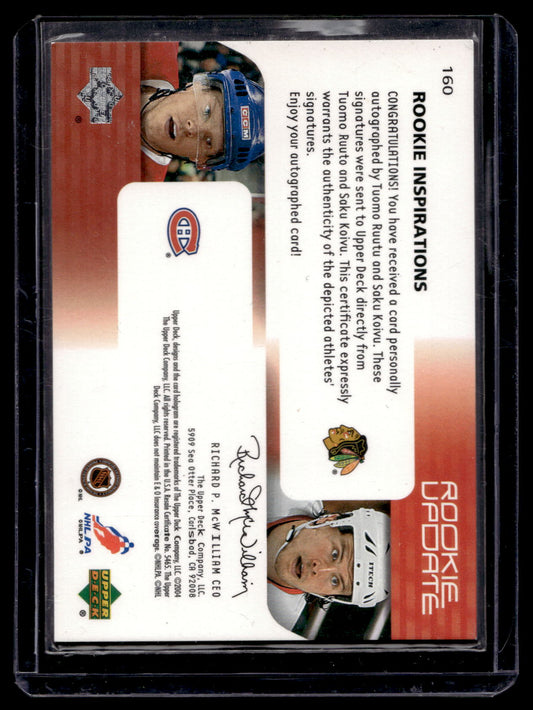 2003-04 Upper Deck Rookie Update - Tuomo Ruutu / Saku Koivu #160 /199 RC