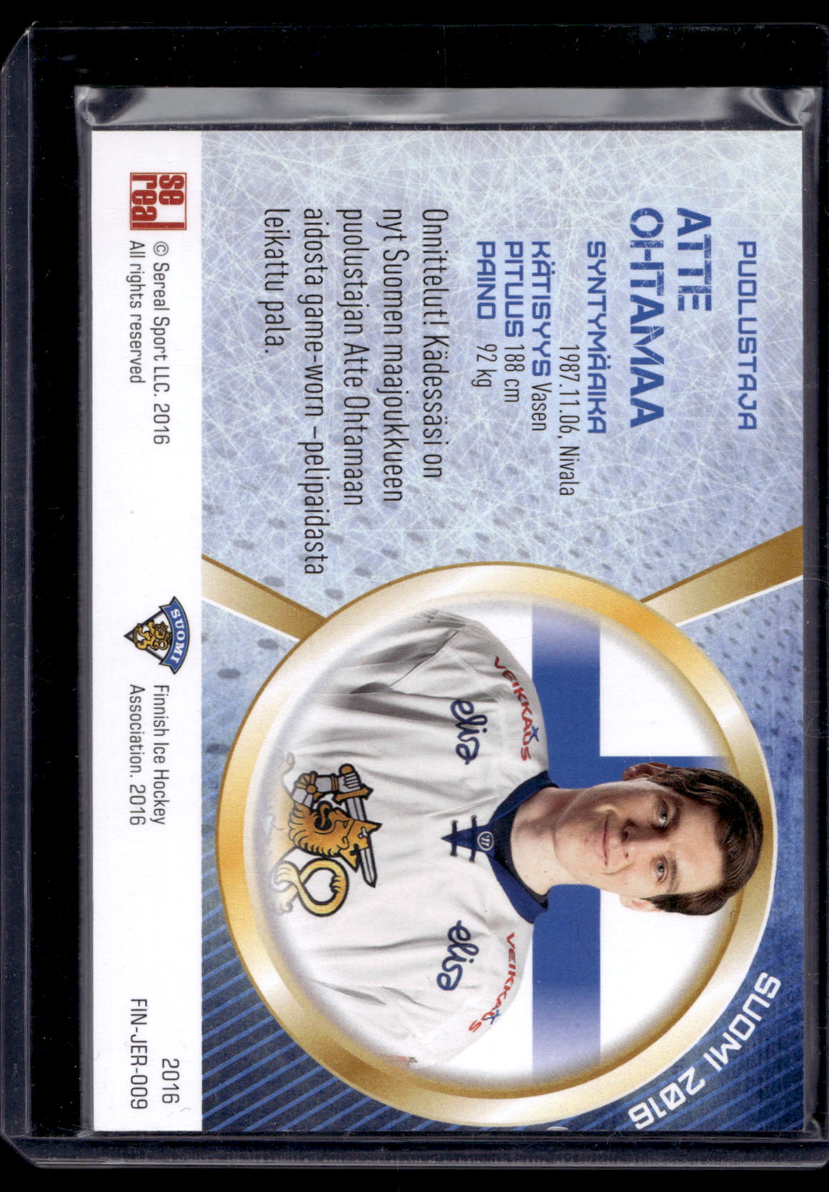 2016 Sereal Team Finland Jerseys - Atte Ohtamaa #FIN-JER-009 /111