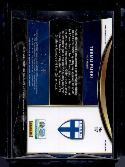 2020 Panini Select UEFA Euro Preview - Neon Green Prizm - Mezzanine Die-Cut Nameplate Color Variation - Teemu Pukki #117 /149