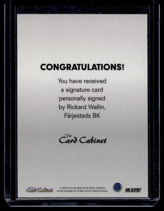 2008-09 SHL Signatures - Rickard Wallin