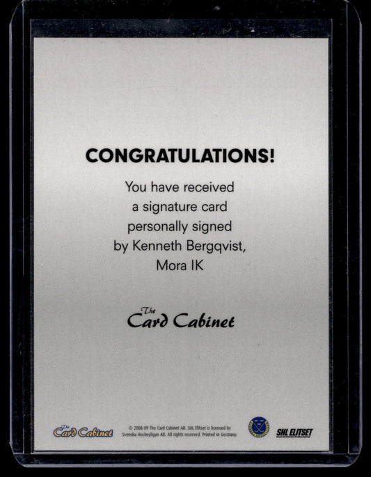 2008-09 SHL Signatures - Kenneth Bergqvist