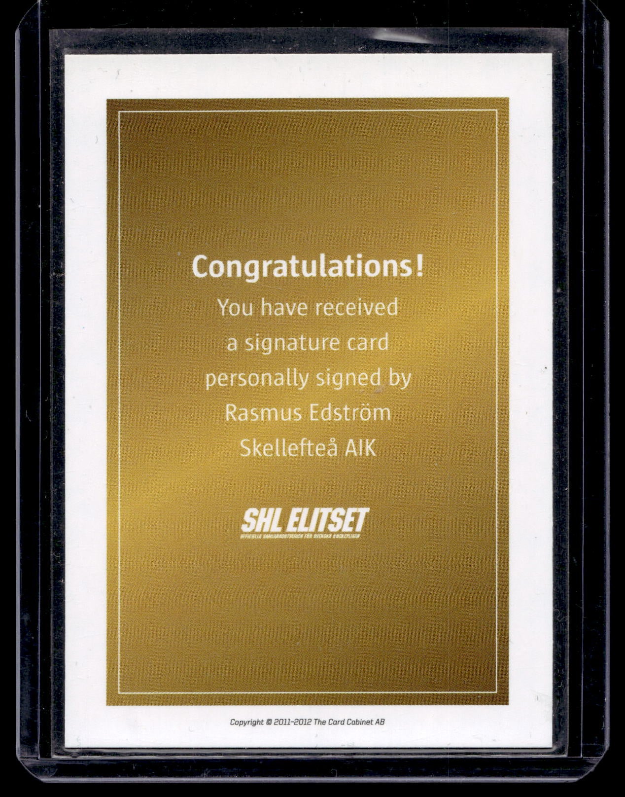 2011-12 SHL Signatures - Rasmus Edström