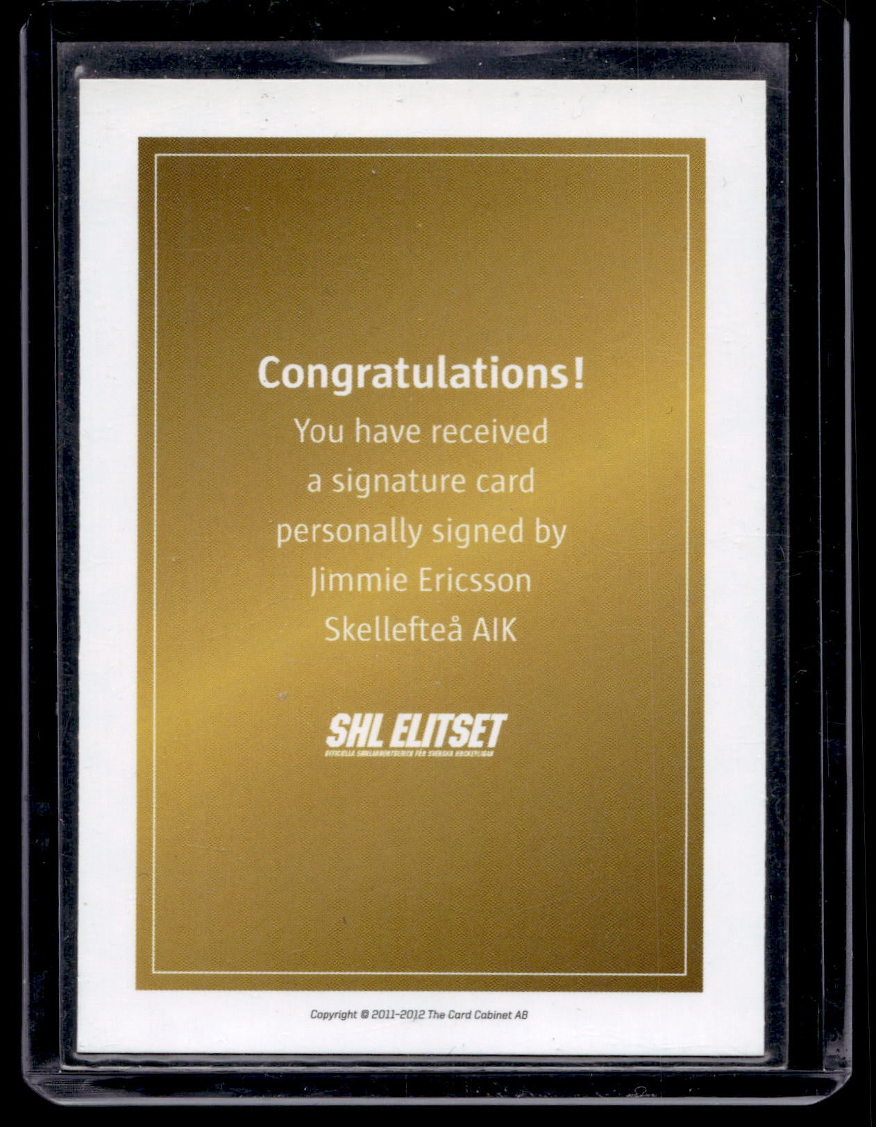 2011-12 SHL Signatures - Jimmie Ericsson