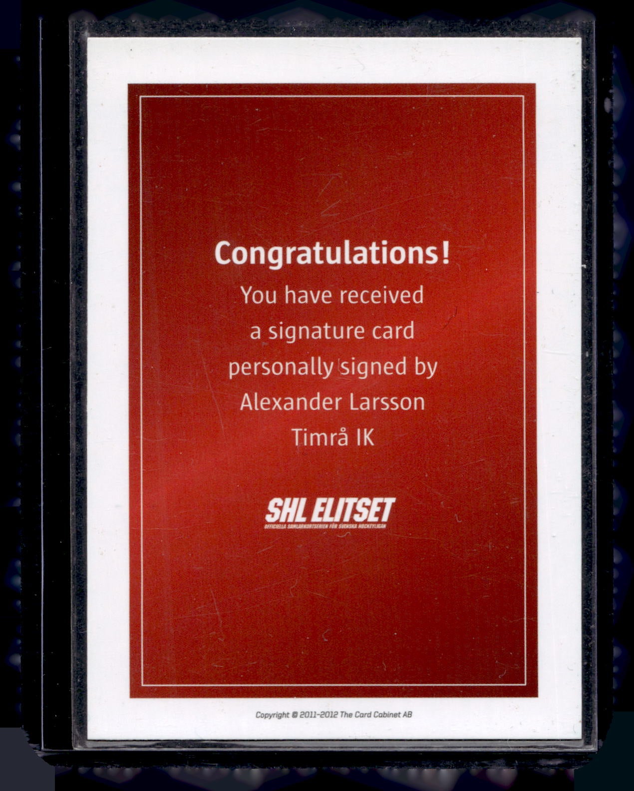 2011-12 SHL Signatures - Alexander Larsson