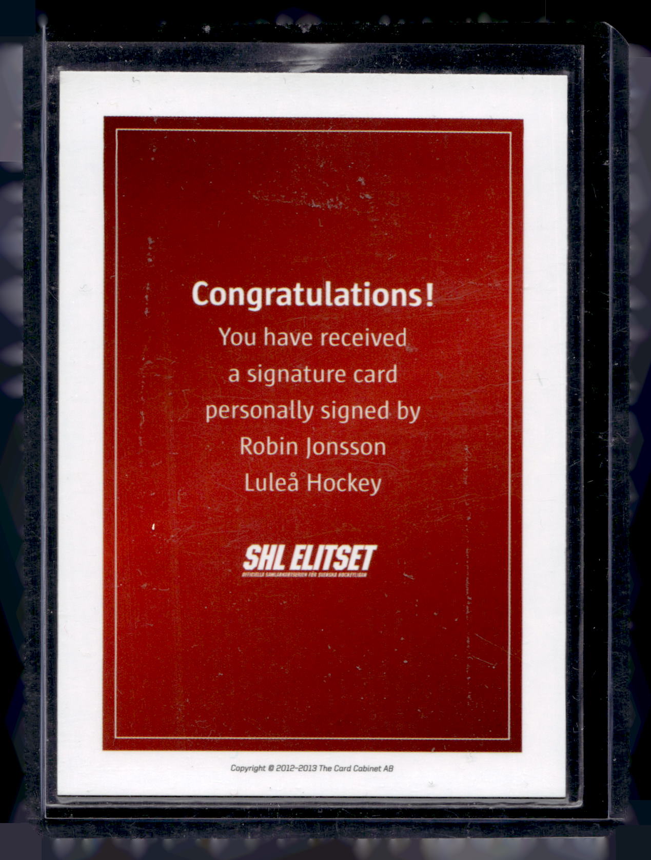 2011-12 SHL Signatures - Robin Jonsson