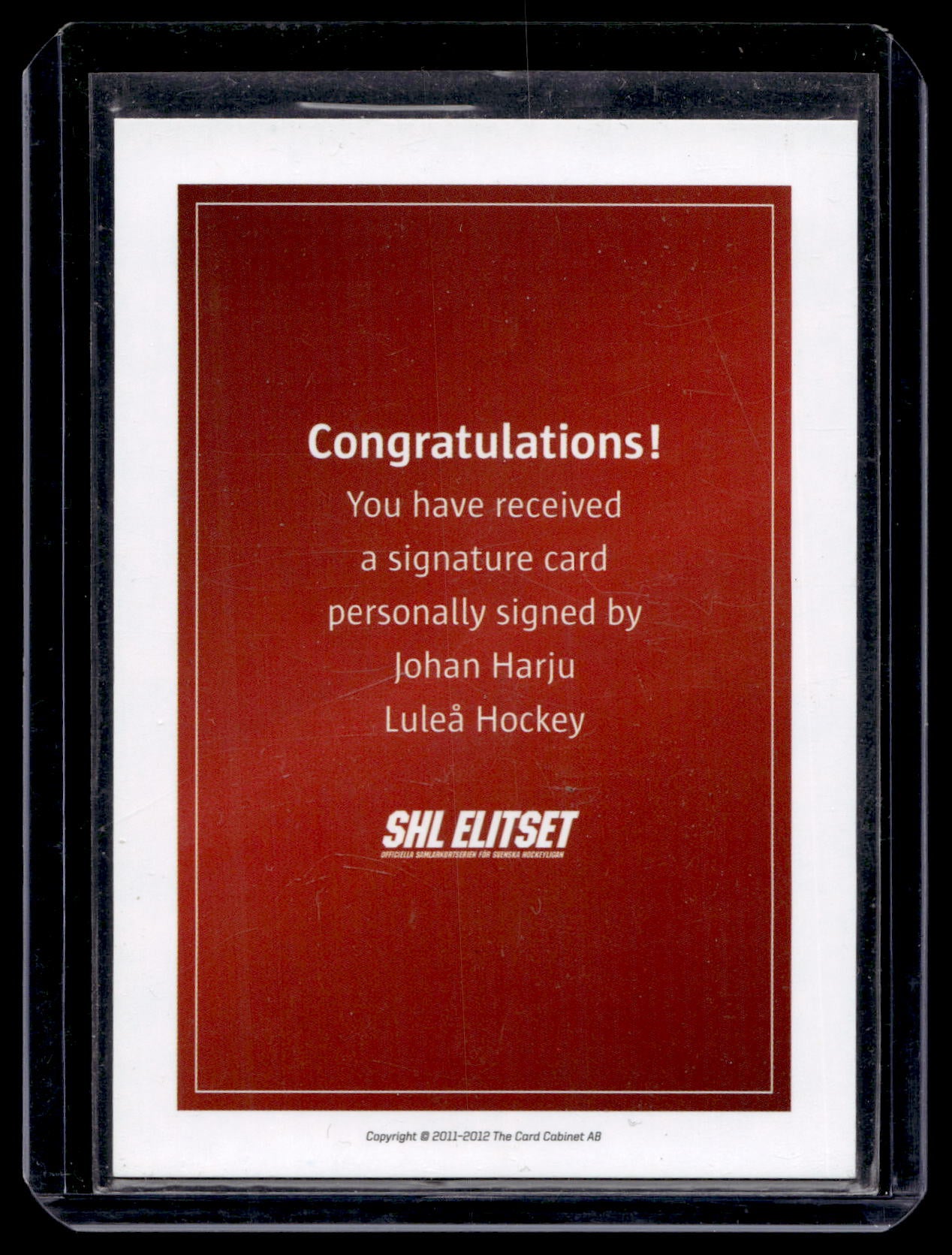 2011-12 SHL Signatures - Johan Harju