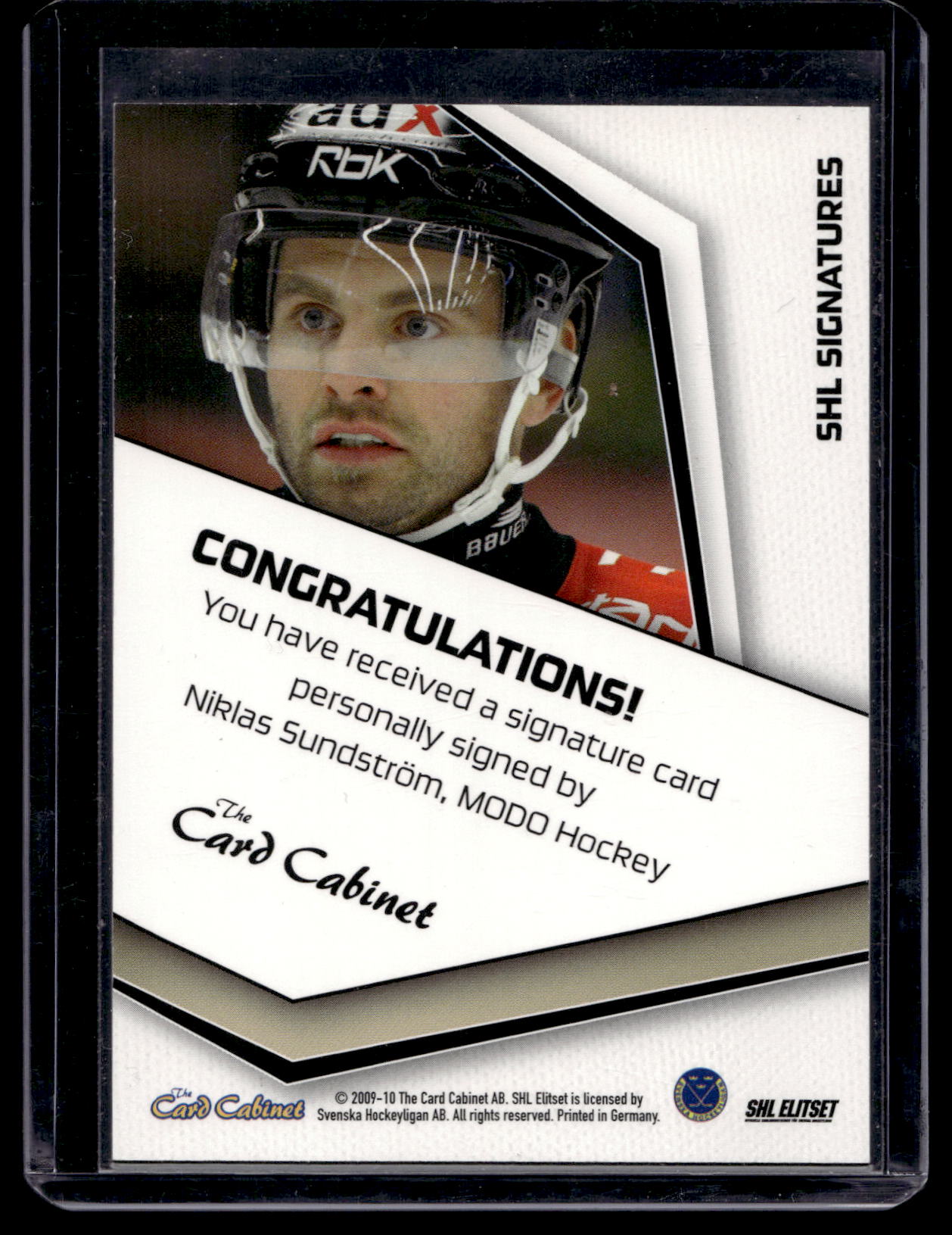 2009-10 SHL Signatures - Niklas Sundström