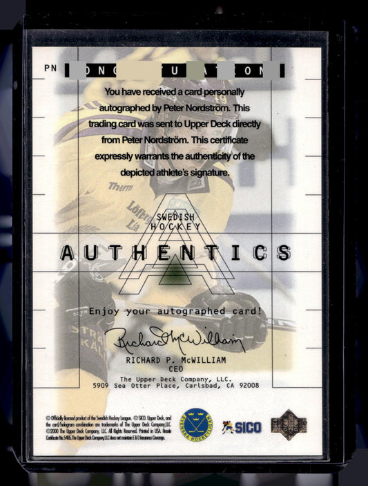 1999-00 Upper Deck Swedish - Authentics Autographs - Peter Nordström #PN