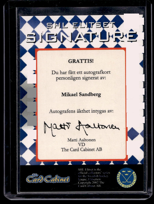 2002-03 SHL Signatures - Mikael Sandberg