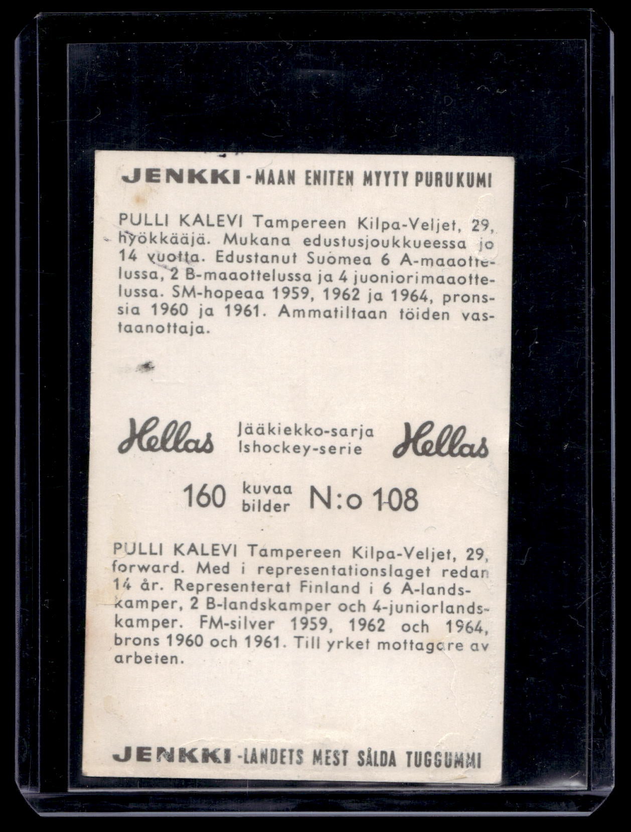 1965 Hellas Jenkki Jääkiekkosarja - Kalevi Pulli #108