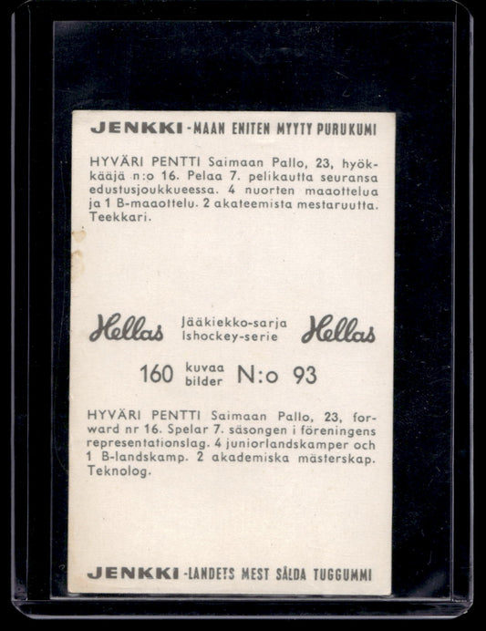 1965 Hellas Jenkki Jääkiekkosarja - Pentti Hyväri #93