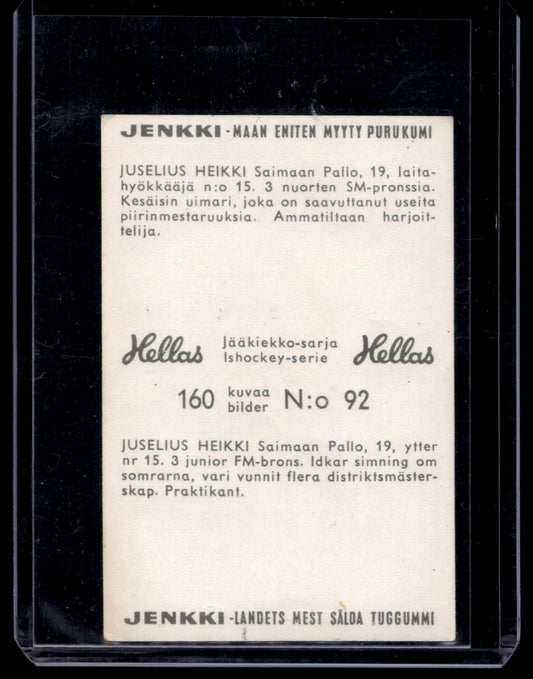 1965 Hellas Jenkki Jääkiekkosarja - Heikki Juselius #92