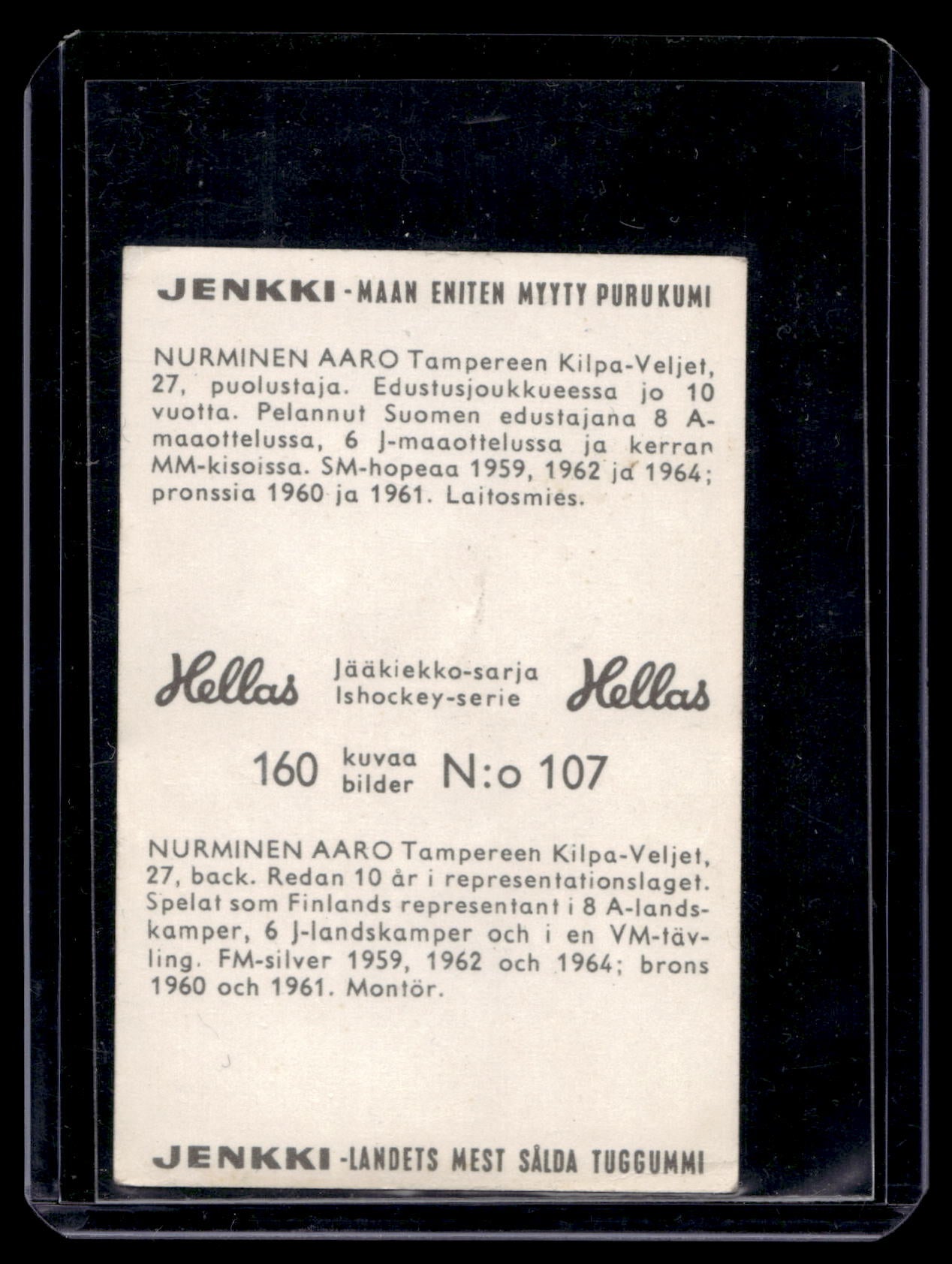 1965 Hellas Jenkki Jääkiekkosarja - Aaro Nurminen #107