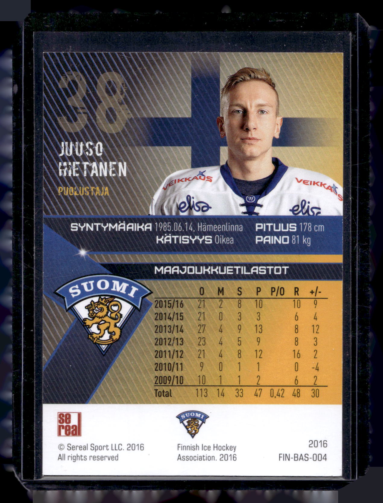 2016 Sereal Team Finland Silver - Juuso Hietanen #FIN-BAS-004 /60