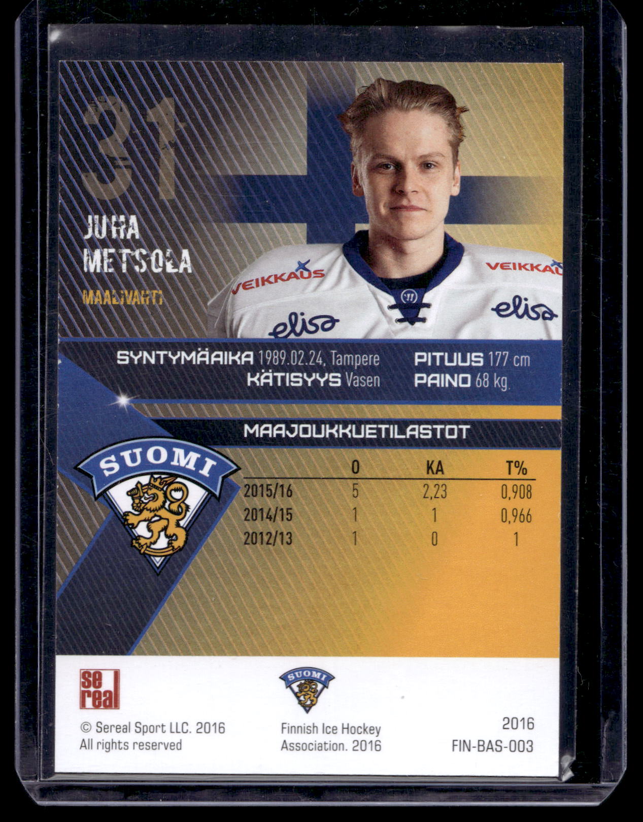 2016 Sereal Team Finland Silver - Juha Metsola #FIN-BAS-003 /60