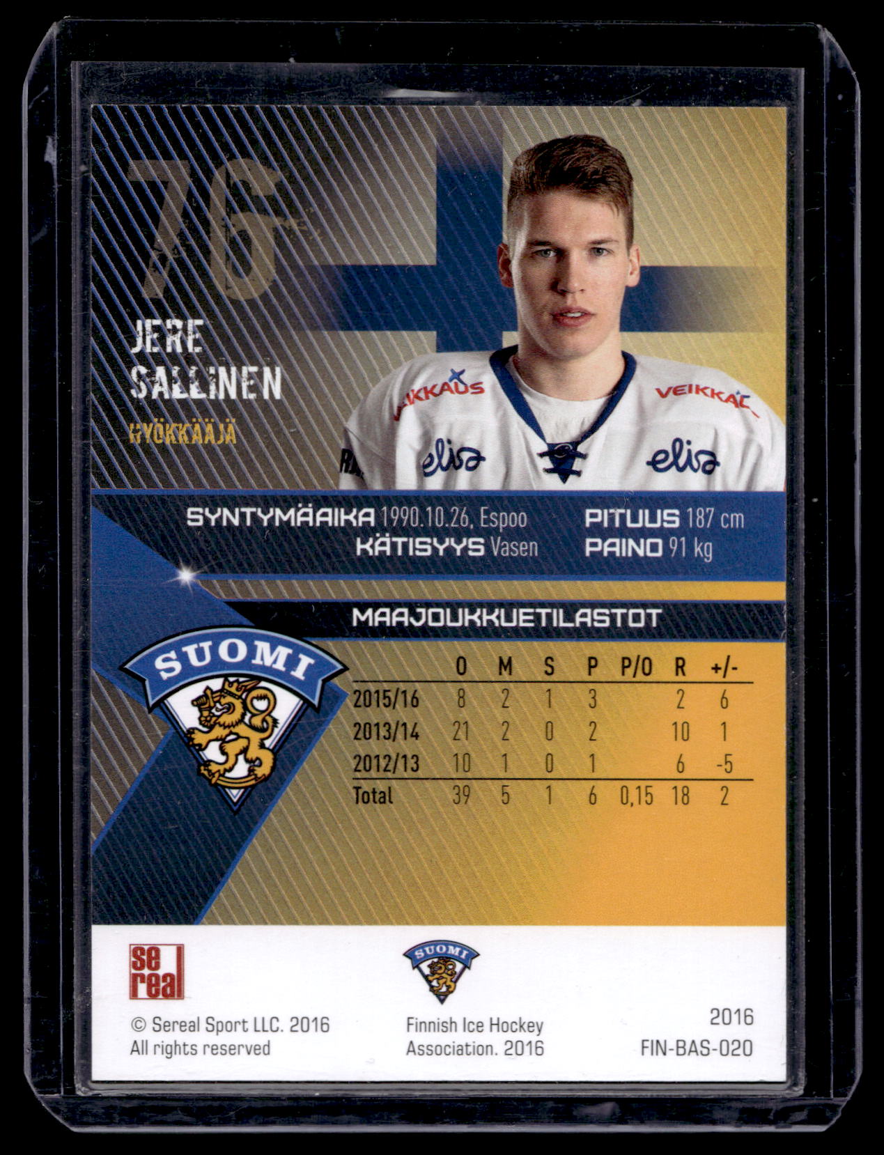 2016 Sereal Team Finland Silver - Jere Sallinen #FIN-BAS-020 /60