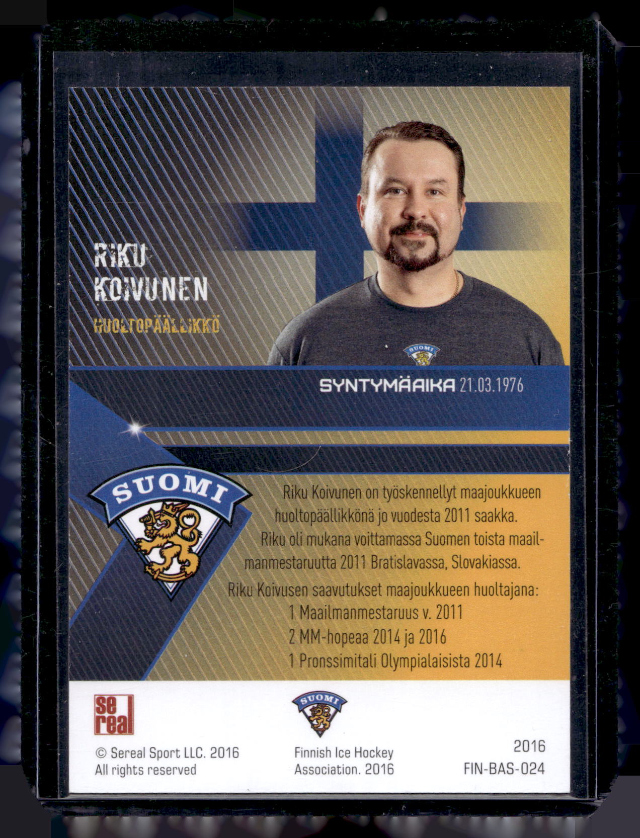 2016 Sereal Team Finland Silver - Riku Koivunen #FIN-BAS-024 /60