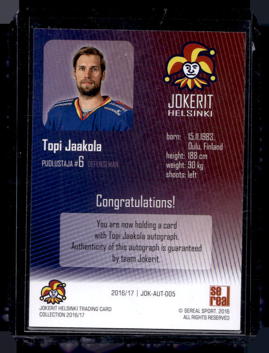 2016-17 Sereal Jokerit Autograph - Topi Jaakola #JOK-AUT-005 /50