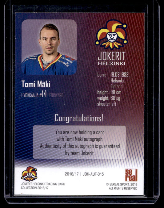 2016-17 Cereal Jokerit Autograph - Tomi Maki #JOK-AUT-015 /50
