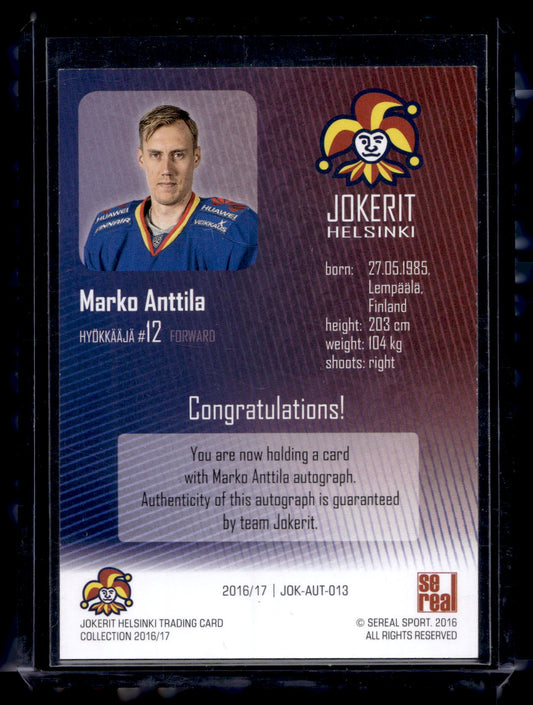 2016-17 Sereal Jokerit Autograph - Marko Anttila #JOK-AUT-013 /50