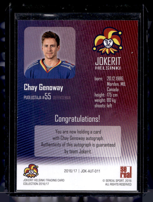 2016-17 Cereal Jokerit Autograph - Chay Genoway #JOK-AUT-011 /50