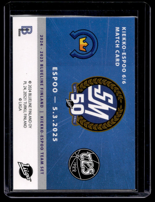2024-25 Blueline Kiekko-Espoo Team Set - Match Card - Peter Quenneville #6