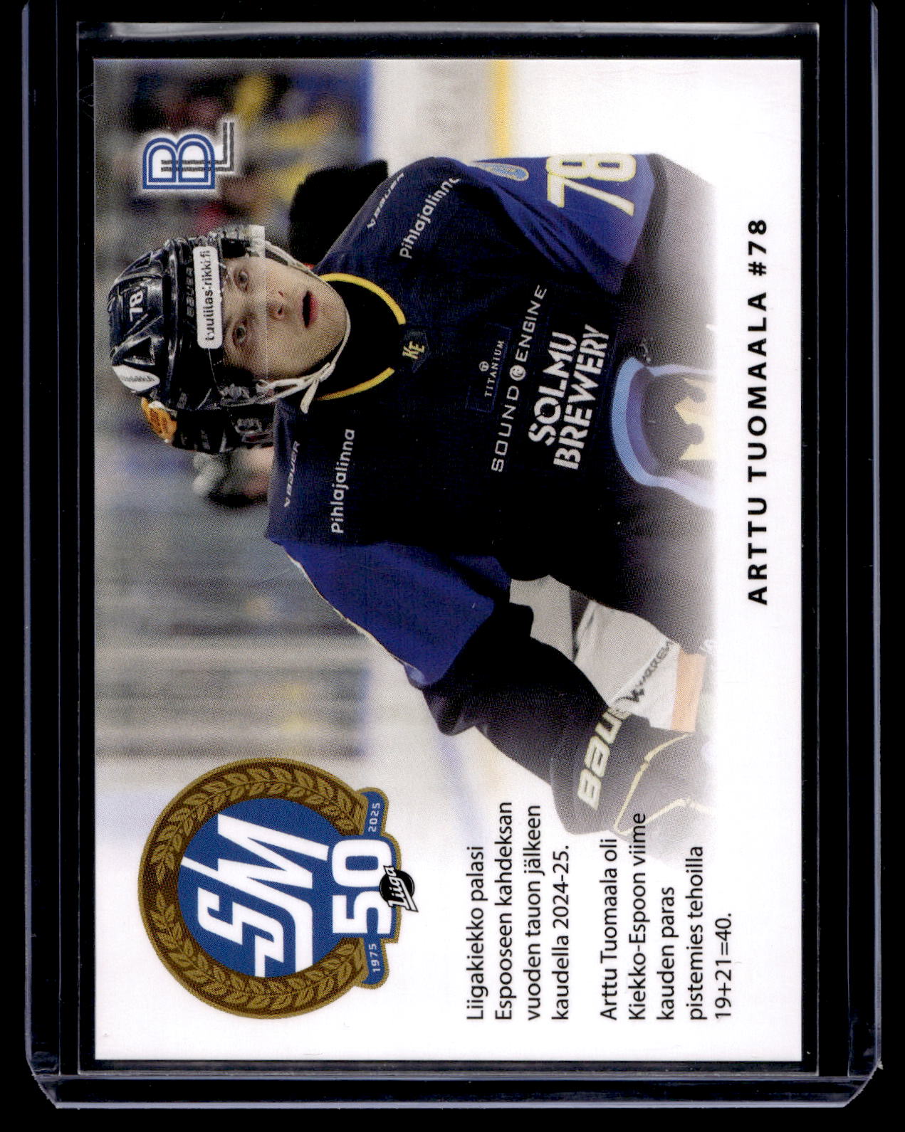 2024-25 Blueline Kiekko-Espoo Team Set - Match Card - Arttu Tuomaala #5