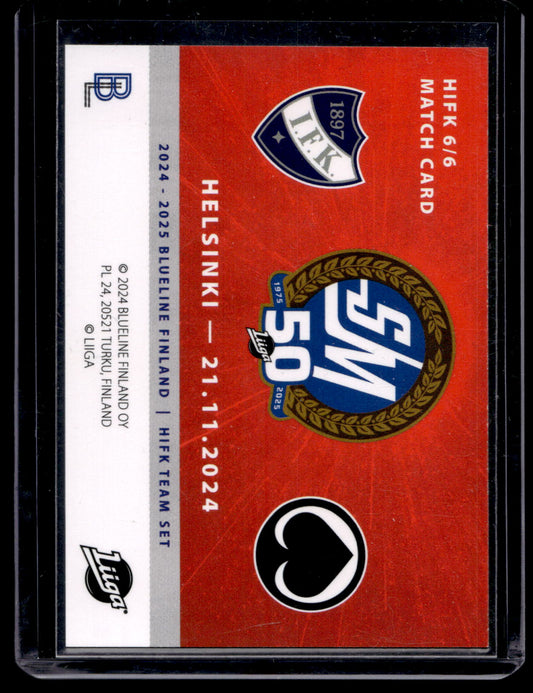 2024-25 Blueline HIFK Team Set - Match Card - Iiro Pakarinen #6