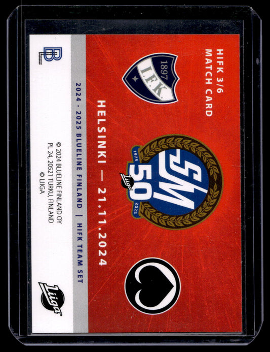 2024-25 Blueline HIFK Team Set - Match Card - Jori Lehterä #3