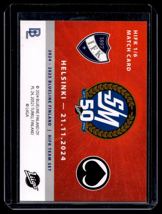 2024-25 Blueline HIFK Team Set - Match Card - Roope Taponen #1