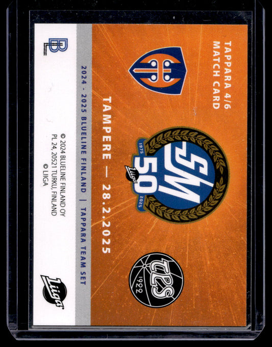 2024-25 Blueline Tappara Team Set - Match Card - Oiva Keskinen #4