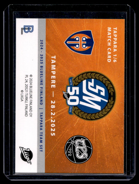 2024-25 Blueline Tappara Team Set - Match Card - Juha Metsola #1