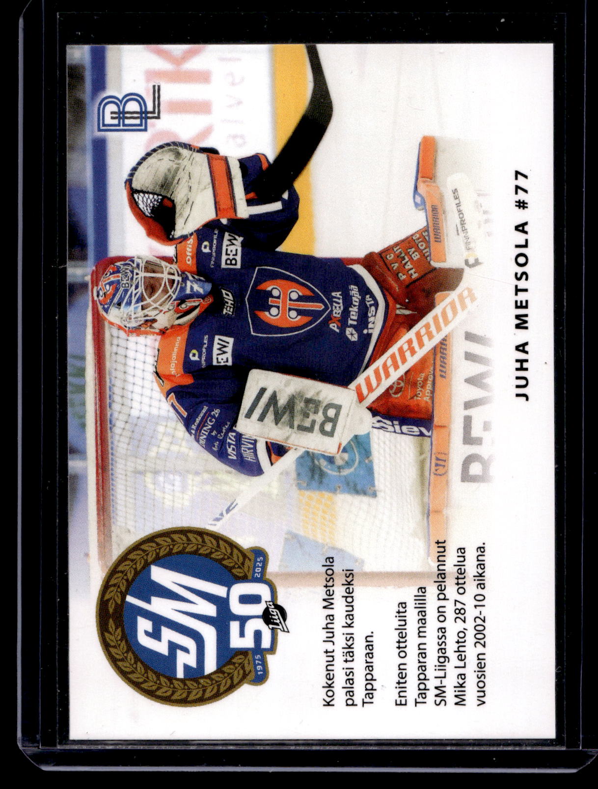 2024-25 Blueline Tappara Team Set - Match Card - Juha Metsola #1