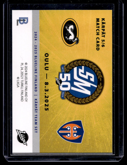 2024-25 Blueline Kärpät Team Set - Match Card - Michal Kovarcik #5