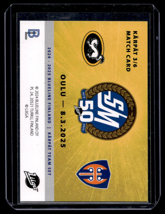 2024-25 Blueline Kärpät Team Set - Match Card - Austin Rueschhoff #3