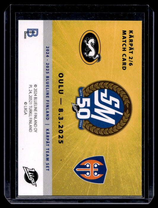 2024-25 Blueline Kärpät Team Set - Match Card - Miika Koivisto #2