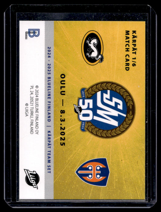 2024-25 Blueline Kärpät Team Set - Match Card - Tomi Karhunen #1