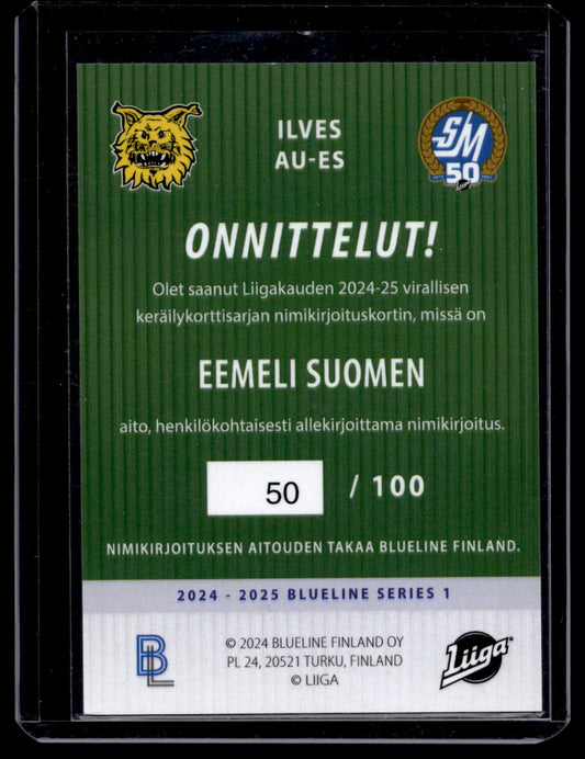 2024-25 Blueline Signature Silver - Eemeli Suomi #AU-ES /100