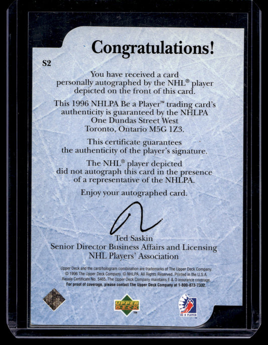 1995-96 Upper Deck Be a Player - Die-Cut Autographs - Jyrki Lumme #S2
