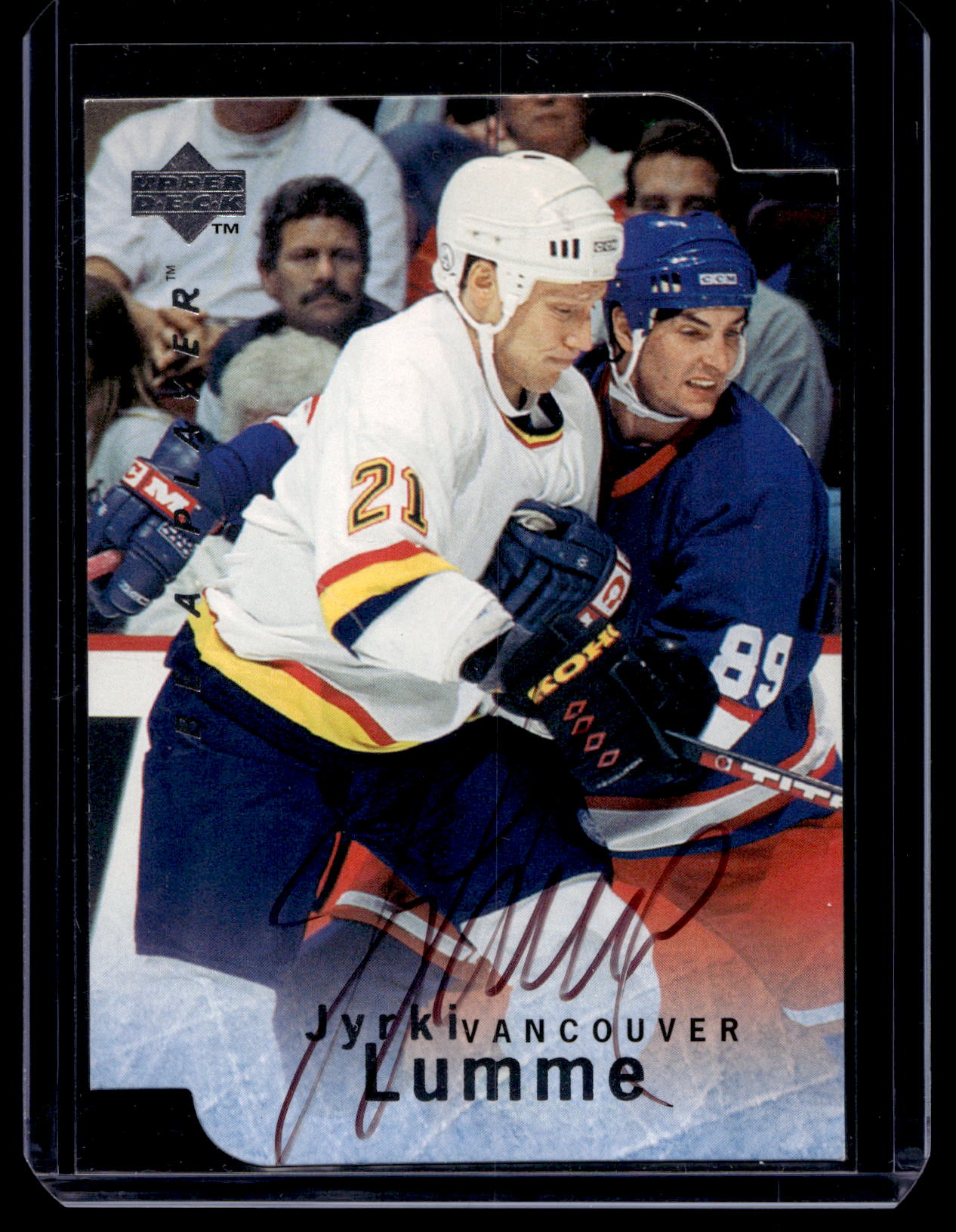 1995-96 Upper Deck Be a Player - Die-Cut Autographs - Jyrki Lumme #S2