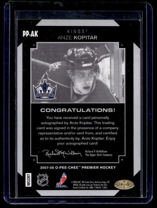 2007-08 O-Pee-Chee Premier - Penmanship - Anze Kopitar #PP-AK /100