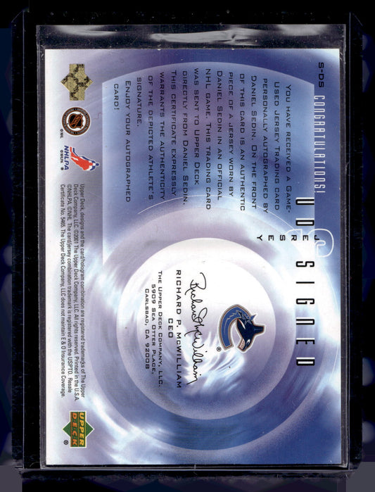 2001-02 Upper Deck - Signed Jerseys Series 1 - Daniel Sedin #S-DS
