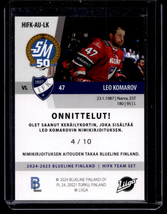 2024-25 Blueline HIFK Team Set Autograph - Leo Komarov #HIFK-AU-LK /10