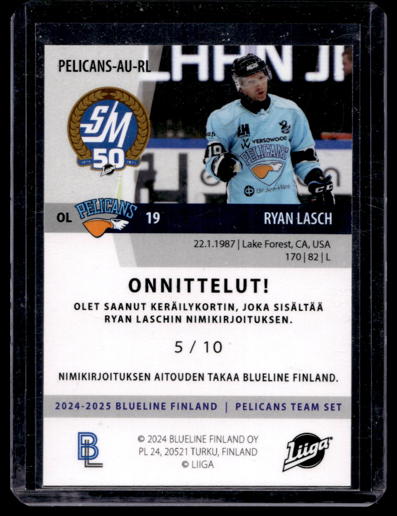 2024-25 Blueline Pelicans Team Set Autograph - Ryan Lasch #PELICANS-AU-RL /10