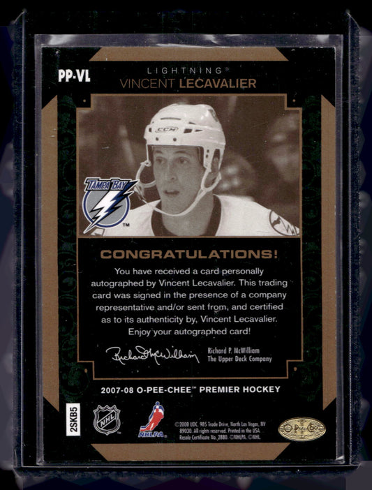 2007-08 O-Pee-Chee Premier - Penmanship Gold - Vincent Lecavalier #PP-VL /25