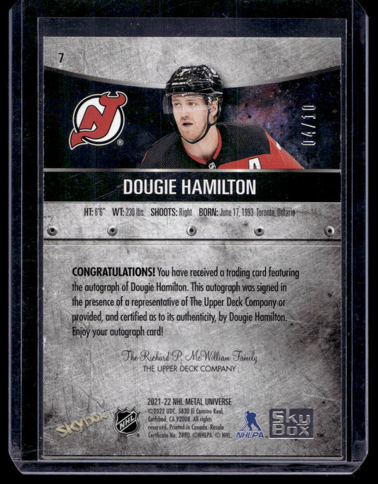 2021-22 Upper Deck Skybox Metal Universe - Green Autographs - Dougie Hamilton #7 /10
