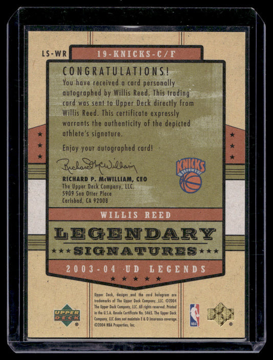 2003-04 Upper Deck UD Legends - Legendary Signatures - Willis Reed #LS-WR
